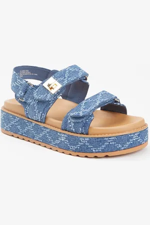 Steve Madden Bigmona sandaal van denim met plateauzool
