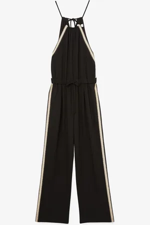 Reiss Auden straight fit jumpsuit met strikceintuur