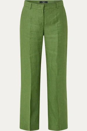 Max Mara Malizia high waist wide fit pantalon van linnen met steekzakken