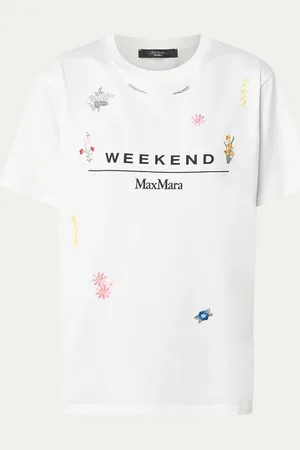 Max Mara Olga T-shirt met bloemborduring en logoprint