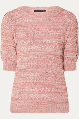 Expresso Grofgebreid pullover met opengewerkt dessin en pofmouw