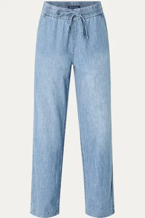 Summum Woman High waist straight fit palazzo broek in linnenblend