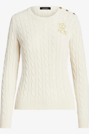 Ralph Lauren Kabelgebreide katoenen trui met knopen