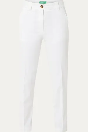 Benetton High waist tapered fit cropped pantalon met steekzakken