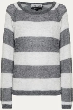 10 days Semi-transparante fijngebreide trui in merino wolblend met streepprint