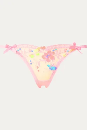 Agent Provocateur Rixie string van mesh met bloemborduring