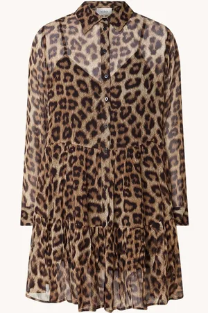 Bash Fusion mini blousejurk met panterprint