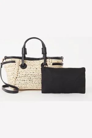 Whistles Aylin mini handtas van stro met uitneembaar etui