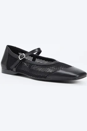 Vagabond Delia ballerina van leer met mesh details