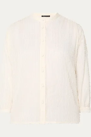 Expresso Semi-transparante blouse met pailletten en lurex