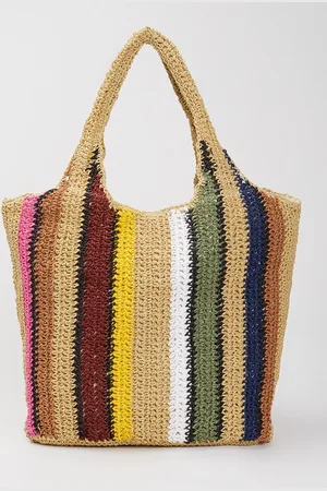 Beck Söndergaard Becksöndergaard Wafted Carolina strandtas van raffia met streepprint