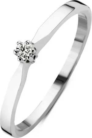 Diamond Point Witgouden solitair groeibriljant ring, 0-02 ct- 0-02 ct diamant Groeibriljant