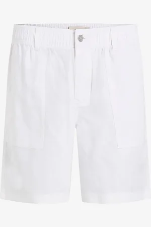 Calvin Klein Mid waist straight fit korte broek in linnenblend