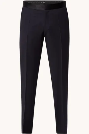 HUGO BOSS H-Genius-Tux-B1 slim fit pantalon van wol met contrast in zijdeblend
