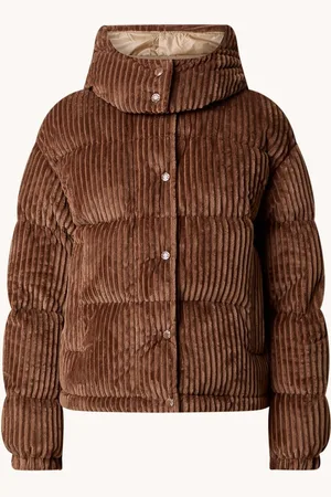 Moncler Daos puffer jack van corduroy met donsvulling en capuchon