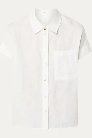 Opus Felisa blouse van linnen met borstzak