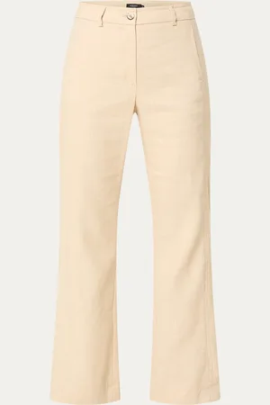 Claudia Sträter High waist wide fit pantalon in linnenblend met steekzakken