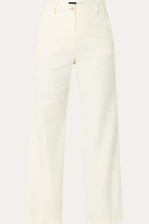 Claudia Sträter High waist wide fit pantalon in linnenblend met steekzakken