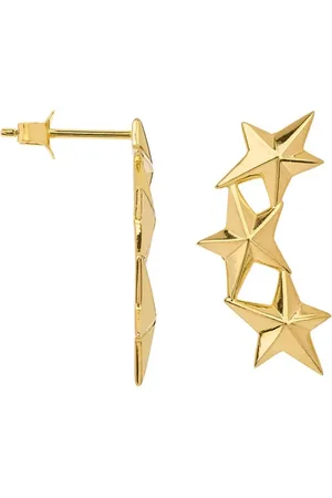 ANNA + NINA Single Stars Aligned oorhangers verguld