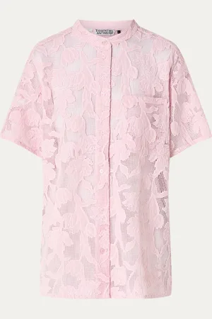 Essentiel Antwerp Henim oversized blouse met opengewerkt dessin en borduring