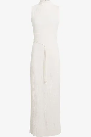 Calvin Klein Maxi jurk met strikceintuur en col