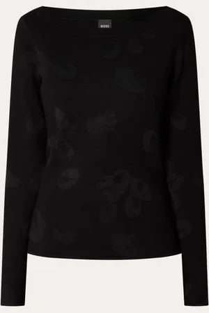 HUGO BOSS Ferenti fijngebreide trui met jacquard dessin