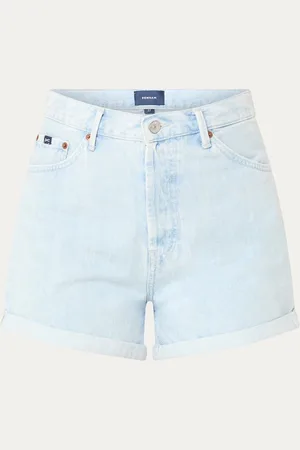 Denham Rini high waist straight fit korte broek van denim met lichte wassing