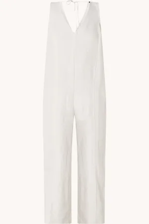 Whistles Loose fit jumpsuit van linnen met V-hals