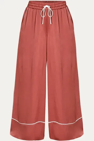 Essentiel Antwerp Hontgomery high waist wide fit palazzo broek van satijn met trekkoord