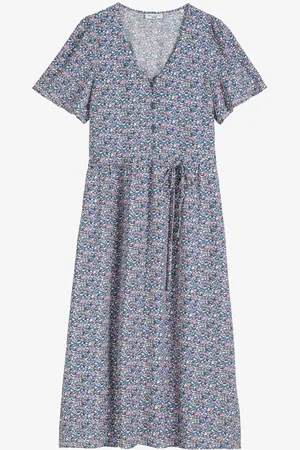 Marc O’ Polo Midi blousejurk met print en strikceintuur