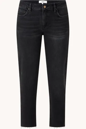 Bash Evan high waist slim fit cropped jeans met gerafelde zoom