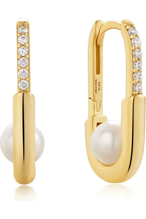 ANIA HAIE Gold Pearl Oval oorringen S met zirkonia