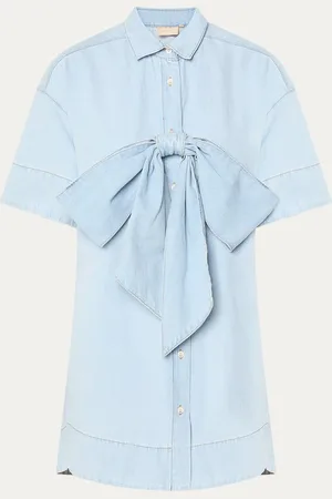 Josh V Simi mini denim blousejurk met strikdetail