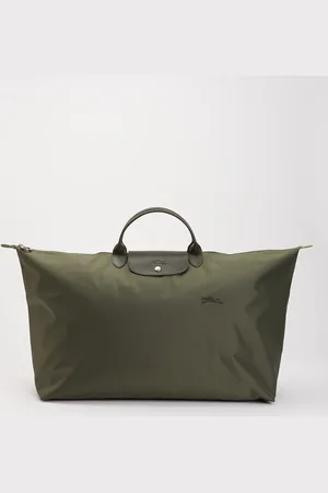Longchamp Le Pliage Green reistas XL met leren details