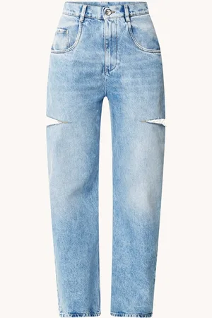 Maison Margiela High waist wide leg jeans met ripped details