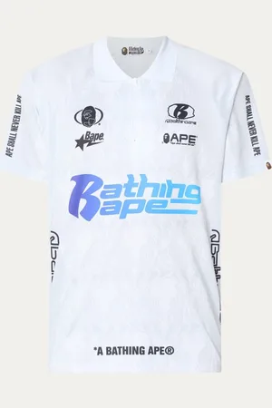 BAPE Flame regular fit polo van mesh met logoprint
