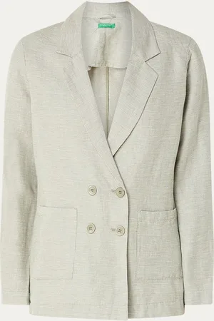 Benetton Double-breasted blazer in linnenblend met opgestikte zakken