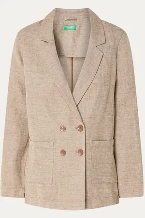 Benetton Double-breasted blazer in linnenblend met opgestikte zakken