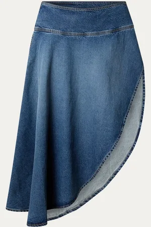 Alaïa Midi rok van denim met asymmetrische zoom