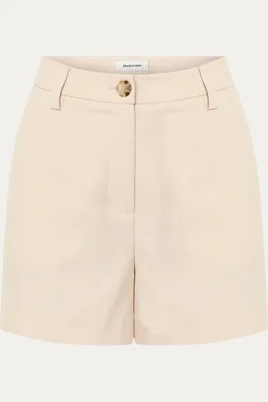 Modstrom Norma high waist straight fit korte broek in linnenblend