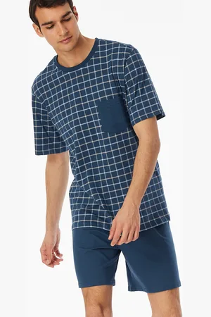 Schiesser Shortama met ruitje petrol