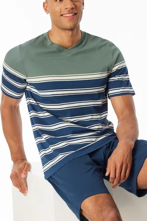 Schiesser Shortama met V-hals Khaki