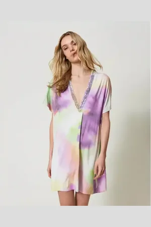 Twin-Set Kaftan met tie-dye print en pailletten S