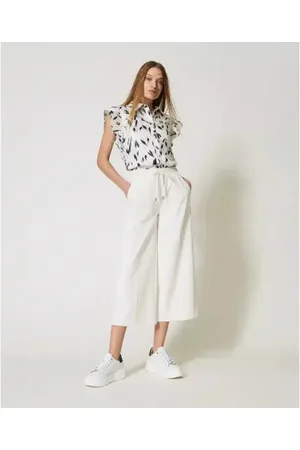 Twin-Set Losse broek met leereffect M