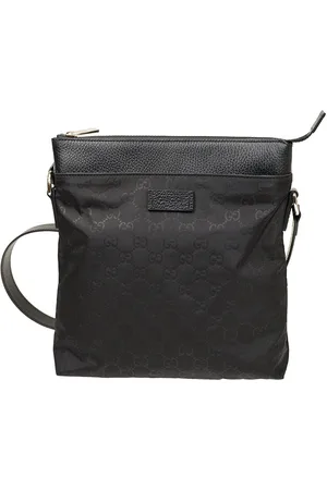 Gucci Zwarte messengertas voor heren GG canvas stof en leer mod
