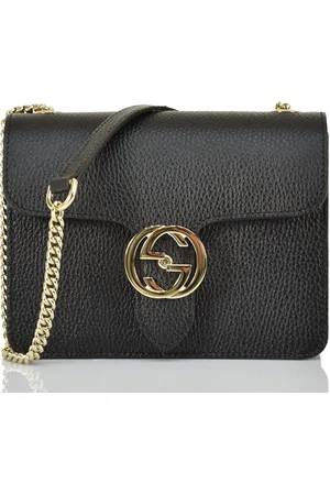 Gucci In elkaar grijpende handtas zwart dames leer dollar kalfslogo mod