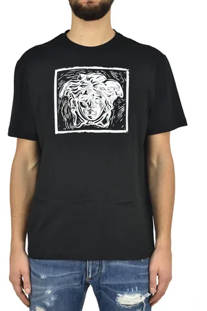VERSACE Zwart T-shirt voor heren, katoen, logo mod