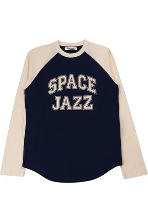 WALES BONNER Space T-shirt in ivoor/marineblauw