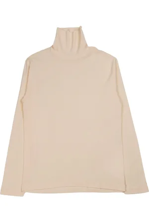 LEMAIRE Schildpadhals met lange mouwen in witte meringue