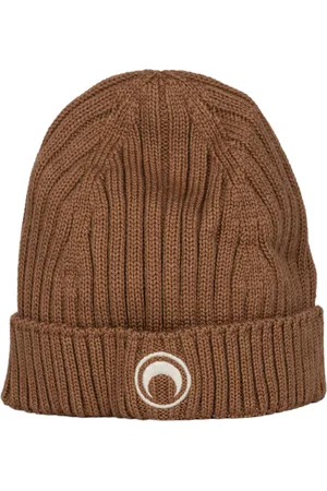 Marine Serre Gebreide muts met Moon-logo in camel